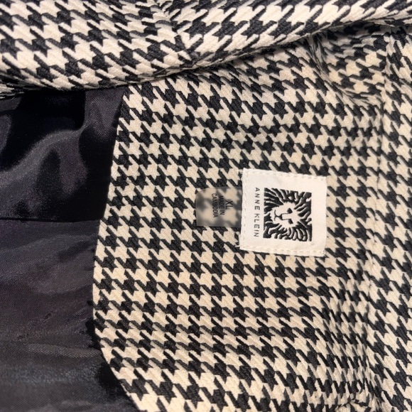 ANNE KLEIN 
Faux Double Breasted Jacquard Knit Blazer xl houndstooth black - Picture 9 of 10